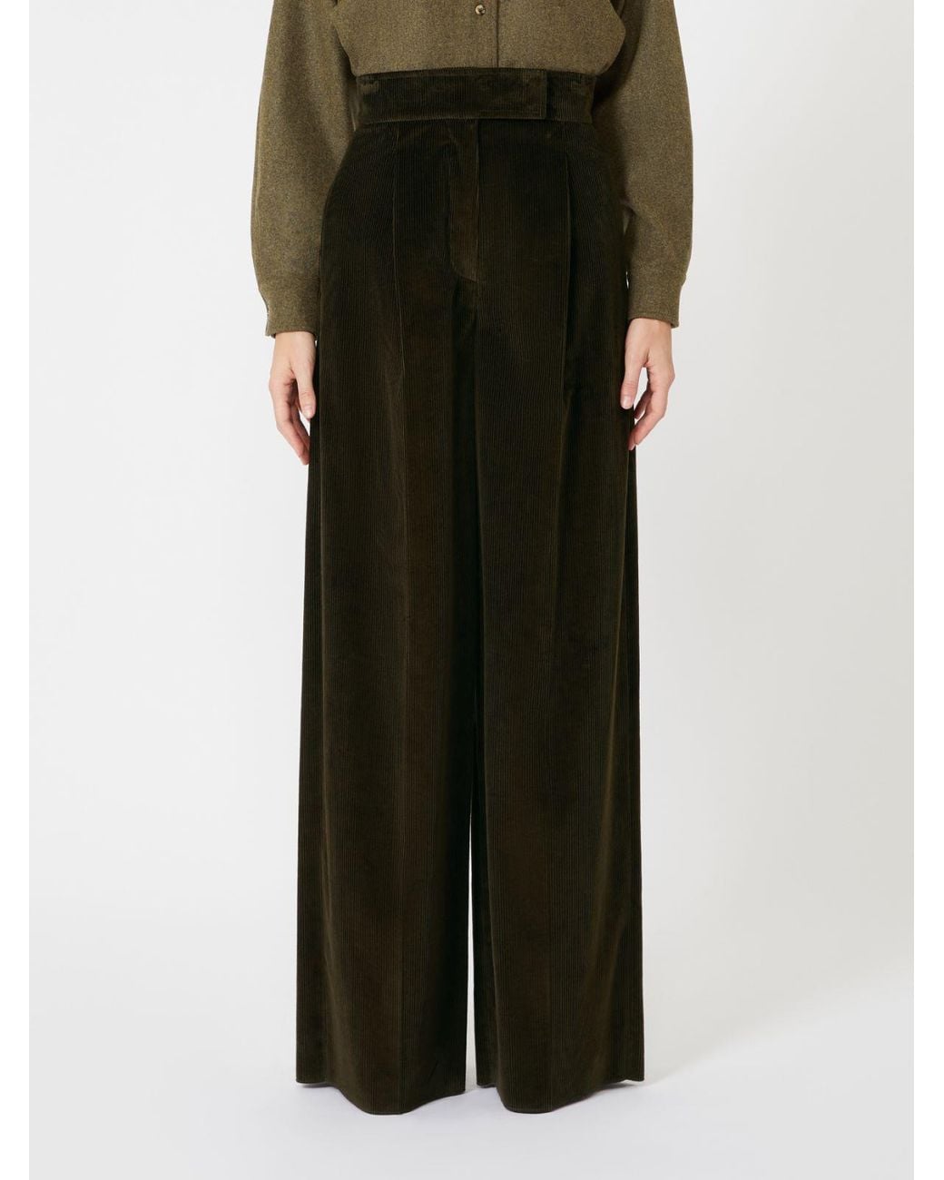 Max Mara Brown Bosso1234 High-Waist Wide-Leg Pants