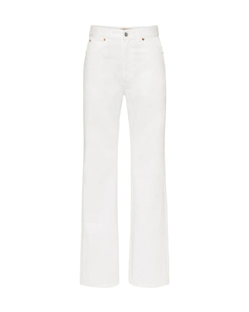 Valentino White Logo Printed Straight Leg Jeans