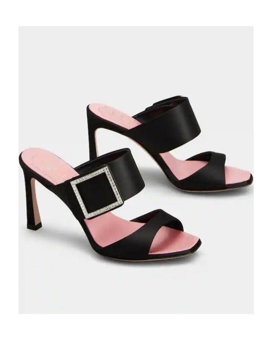Roger Vivier Black Trompette Satin Mules