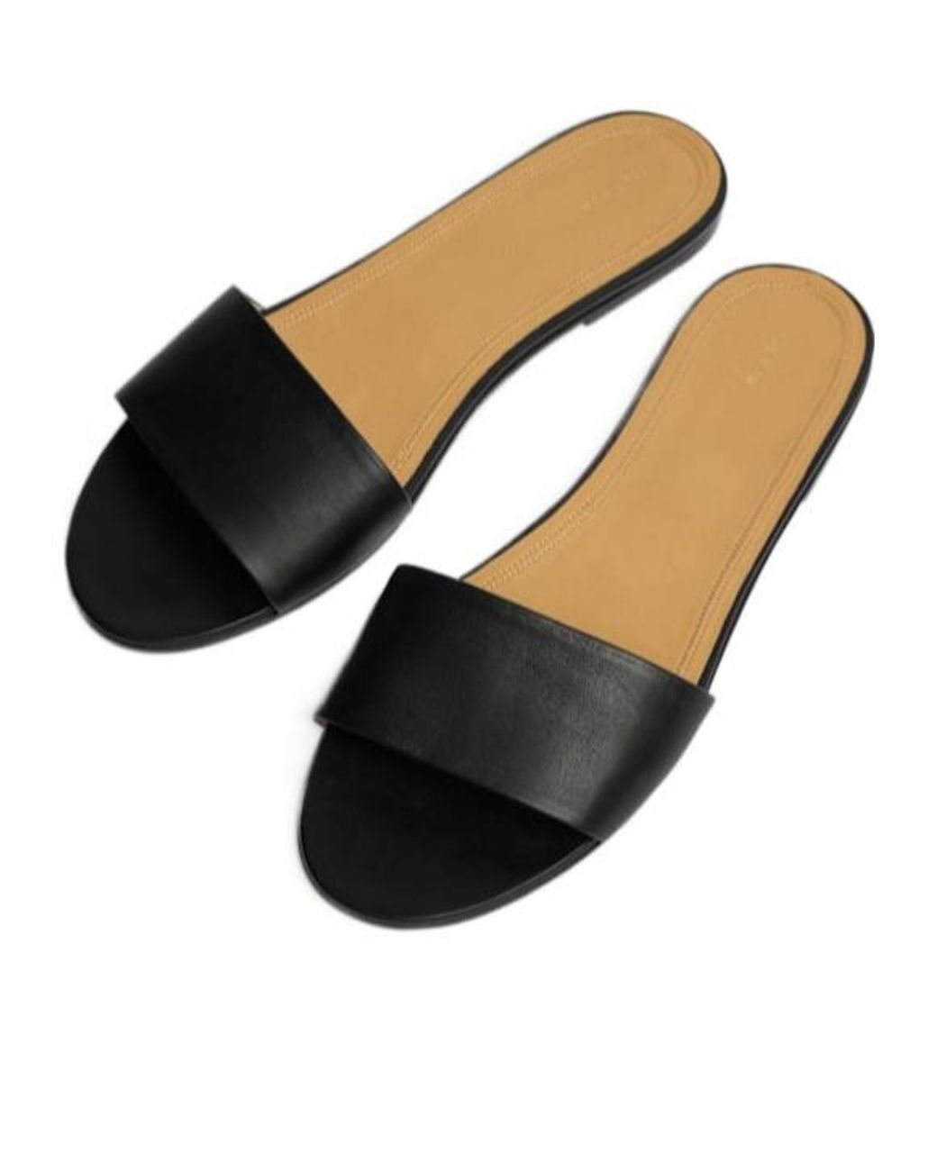 The Row Black Signum Flat Leather Slide Sandals