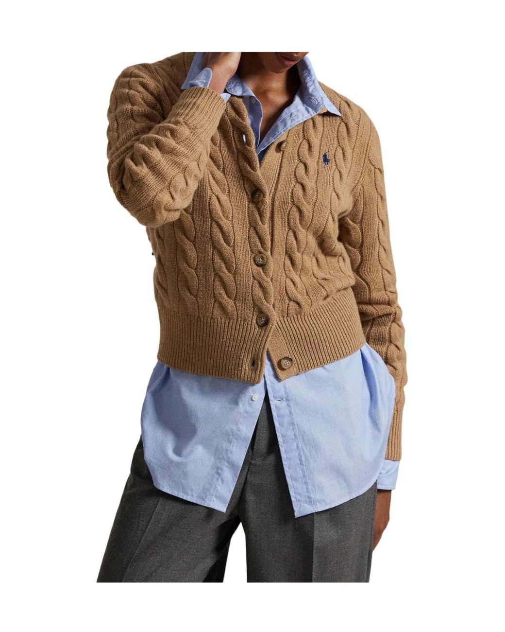 Polo Ralph Lauren Brown Cable Knit Cardigan