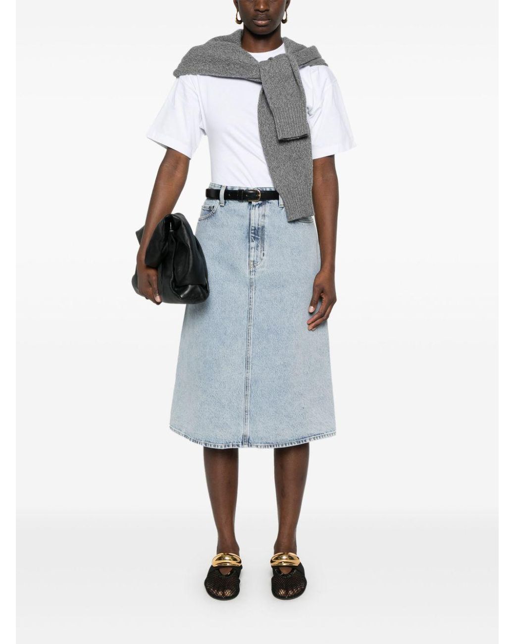 Totême  Blue Totême Mid-Rise Denim Midi Skirt