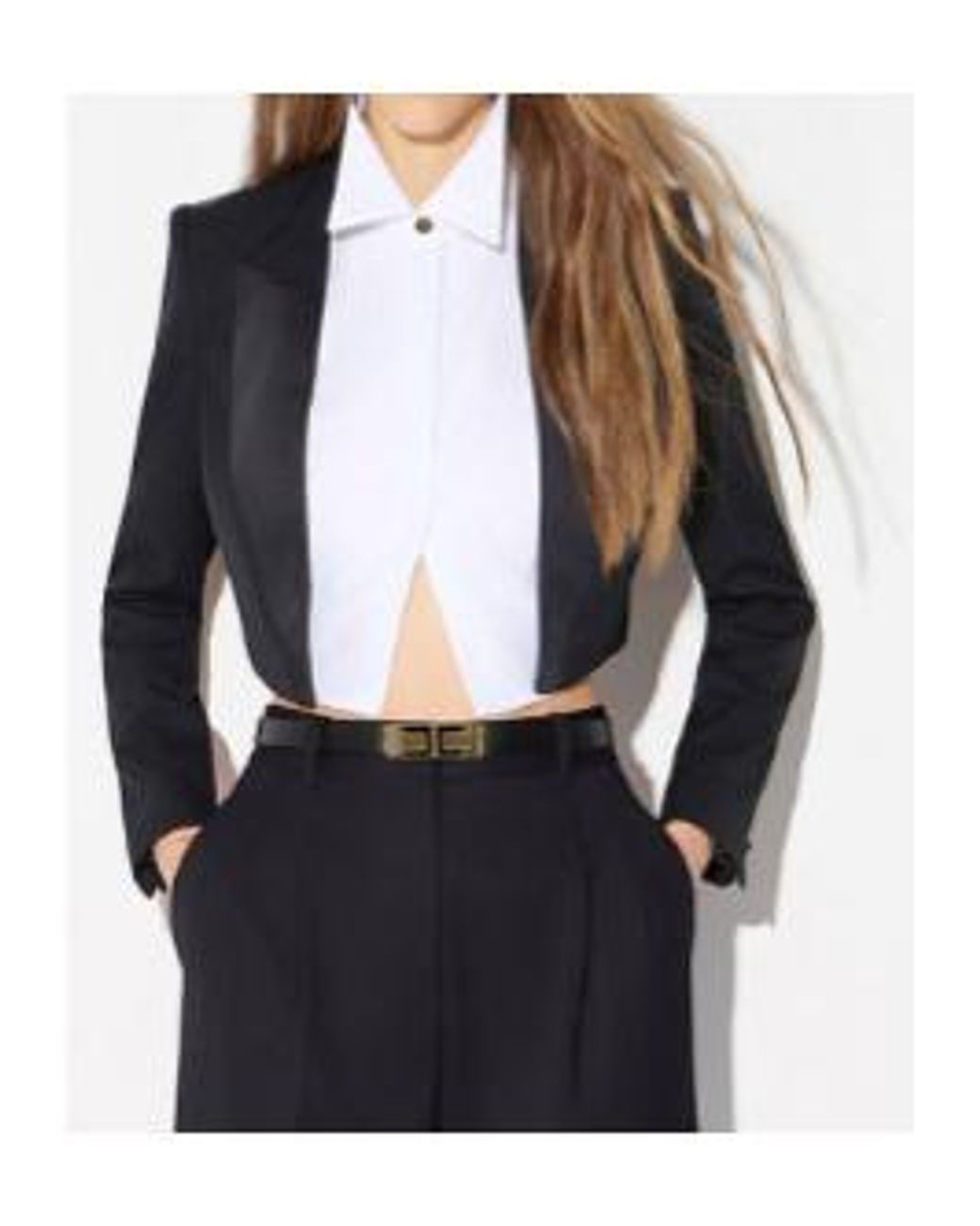 Elisabetta Franchi Blue Cropped Tuxedo Blazer