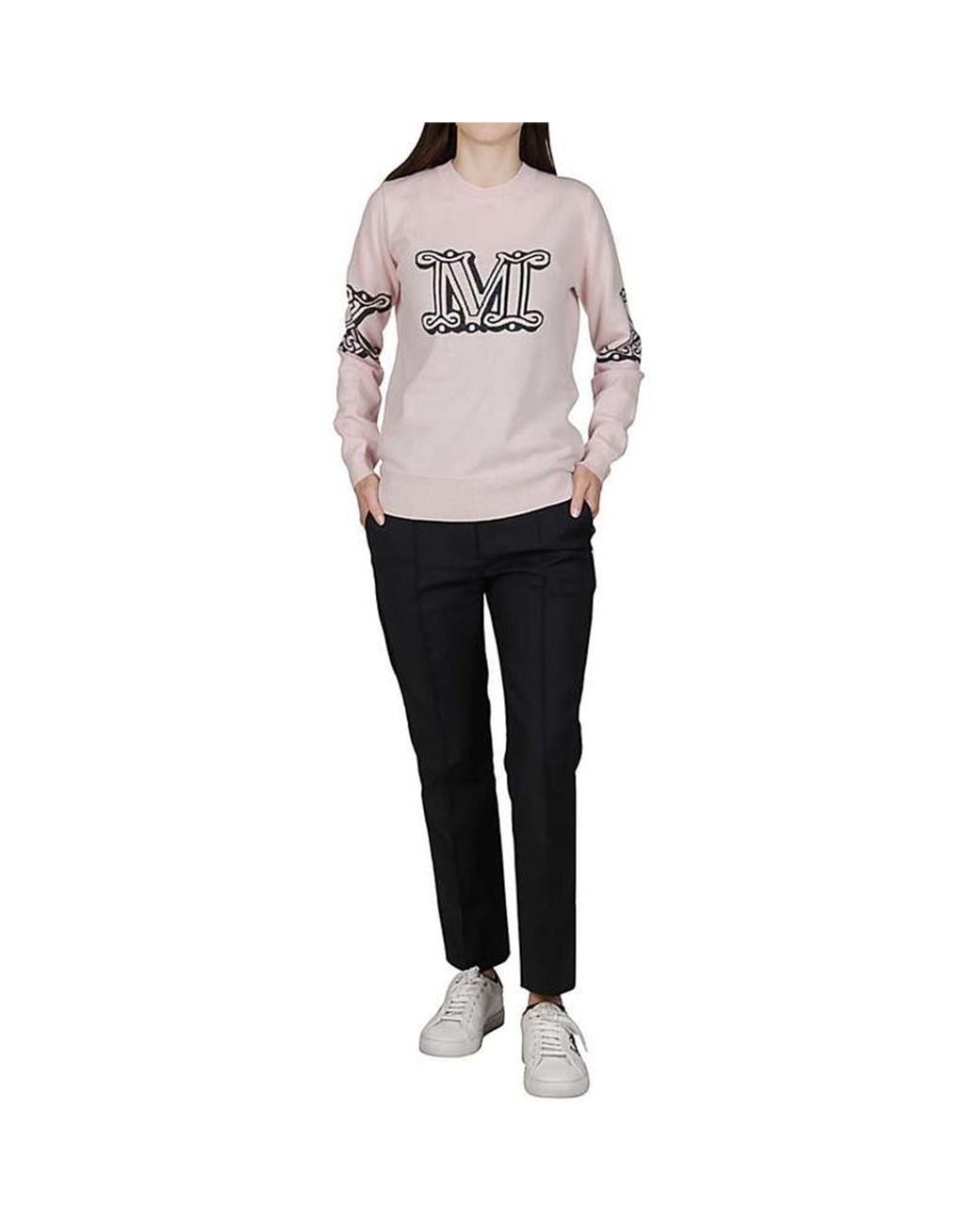 Max Mara Pink Cashmere Logo Pullover