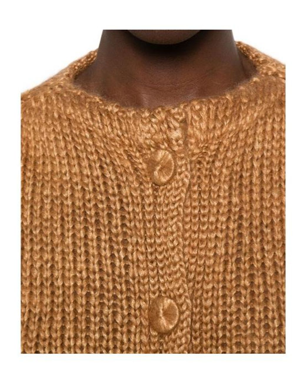Forte_forte Natural Chunky-Knit Button-Up Cardigan