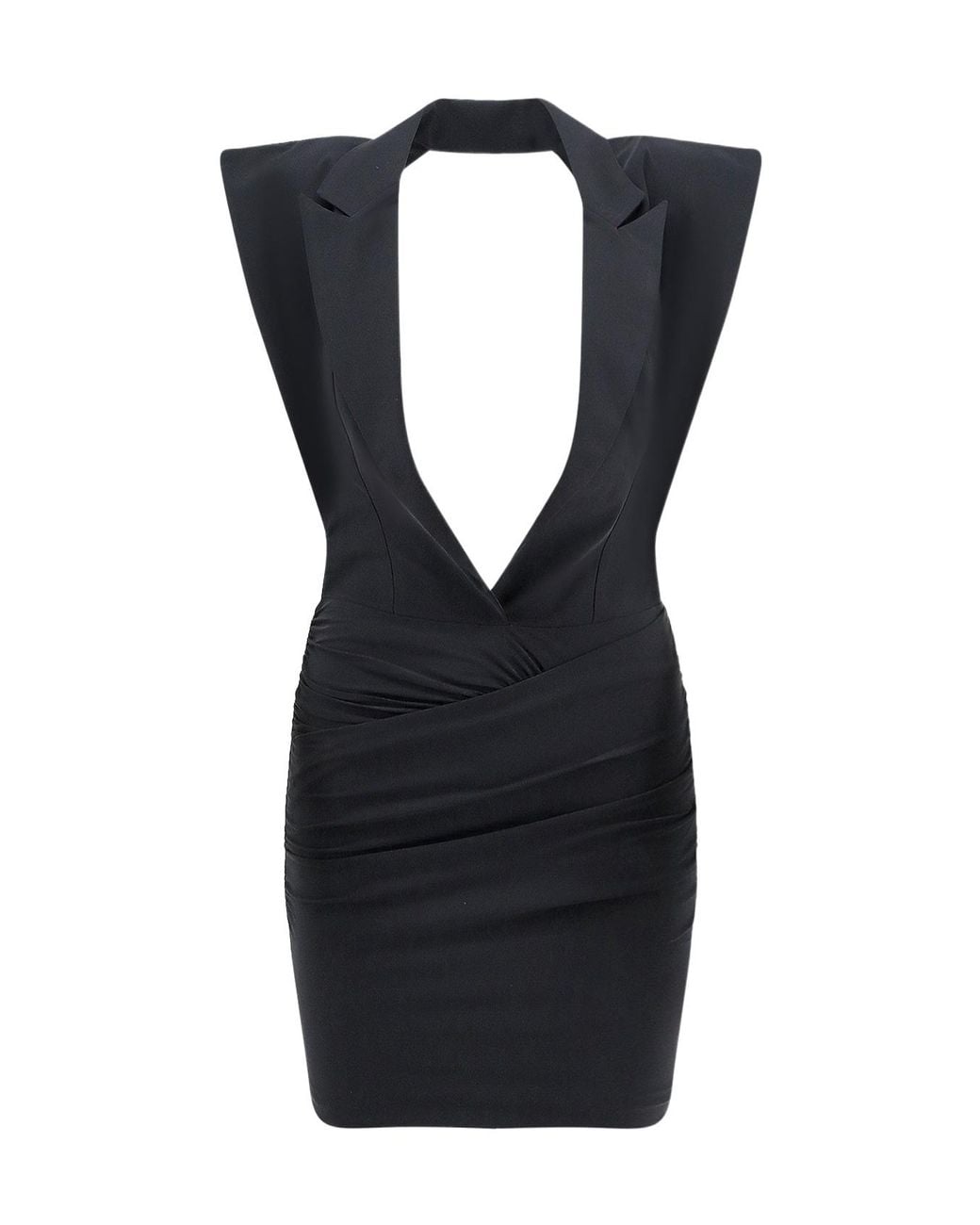Amazuìn Black Jess Ruched Tuxedo Mini Dress