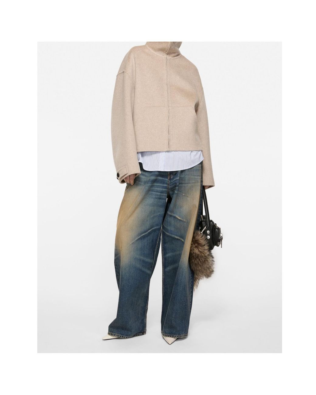 Acne Natural Funnel-Neck Boxy Jacket