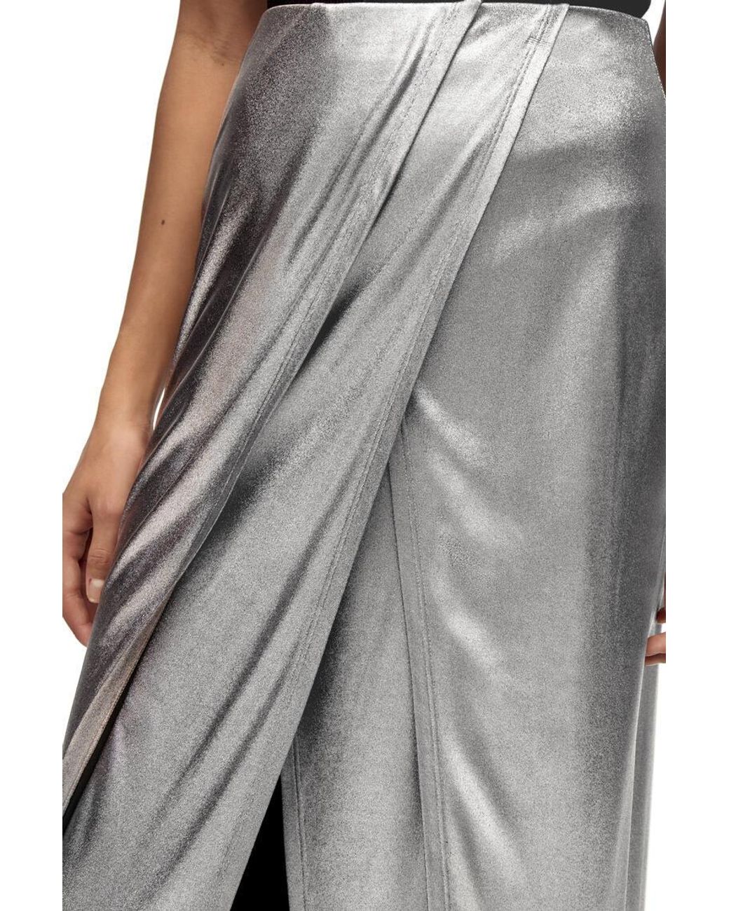 Loewe Gray Draped Midi Skirt