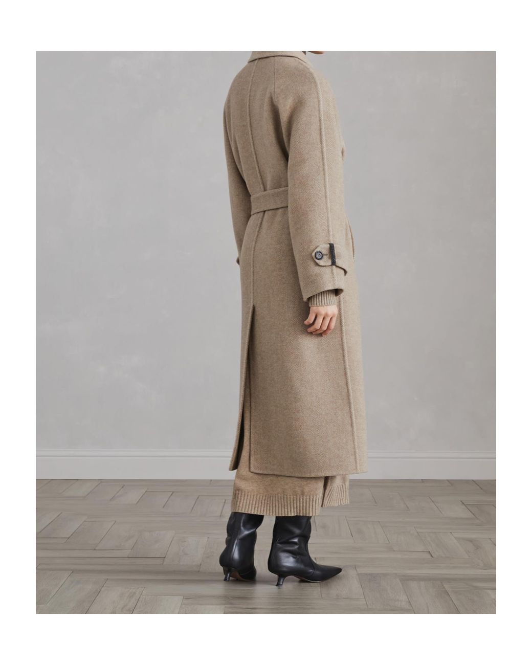 Brunello Cucinelli Natural Herringbone Coat