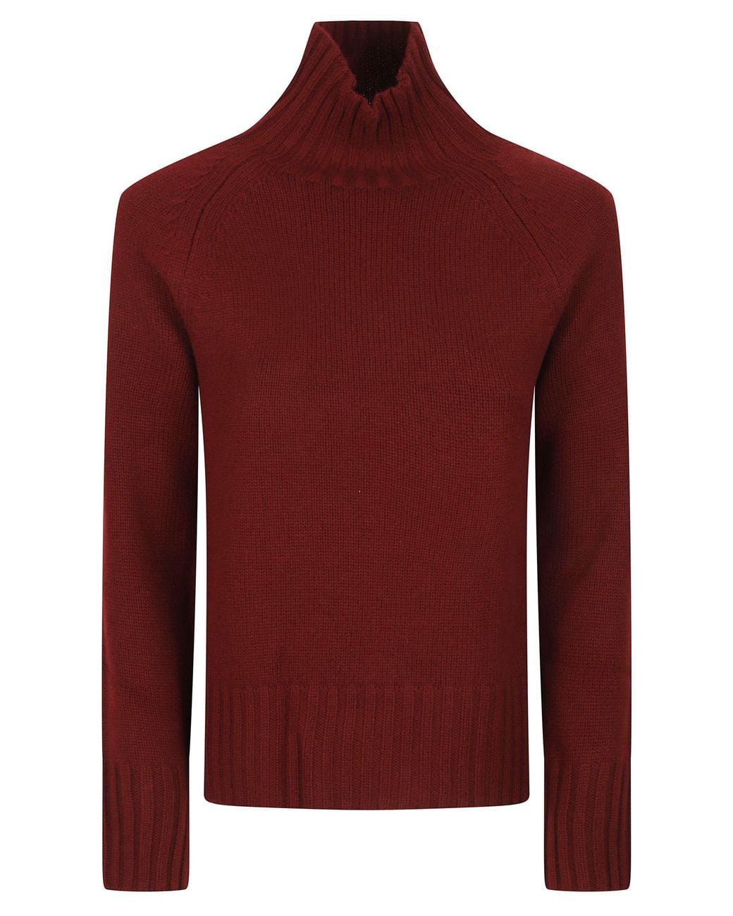 Max Mara Red Mantova Ribbed High Neck Sweater
