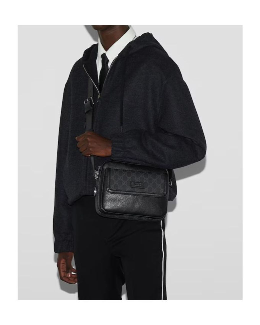 Gucci Black Gg Supreme Small Crossbody Bag, Gg Canvas for men