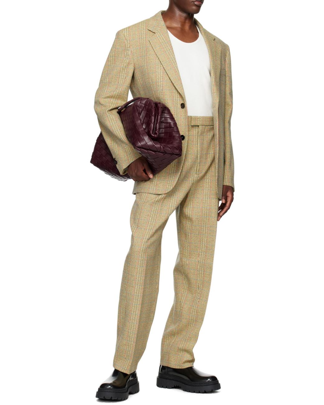 Bottega Veneta Natural Prince Of Wales Wool Jacket for men