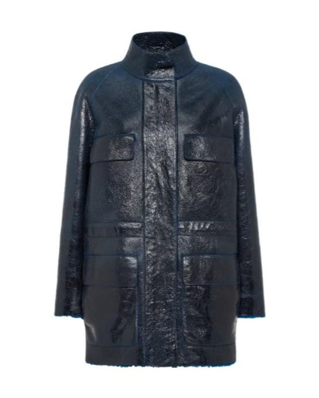 Fendi Blue Long Sleeved High-Neck Jacket