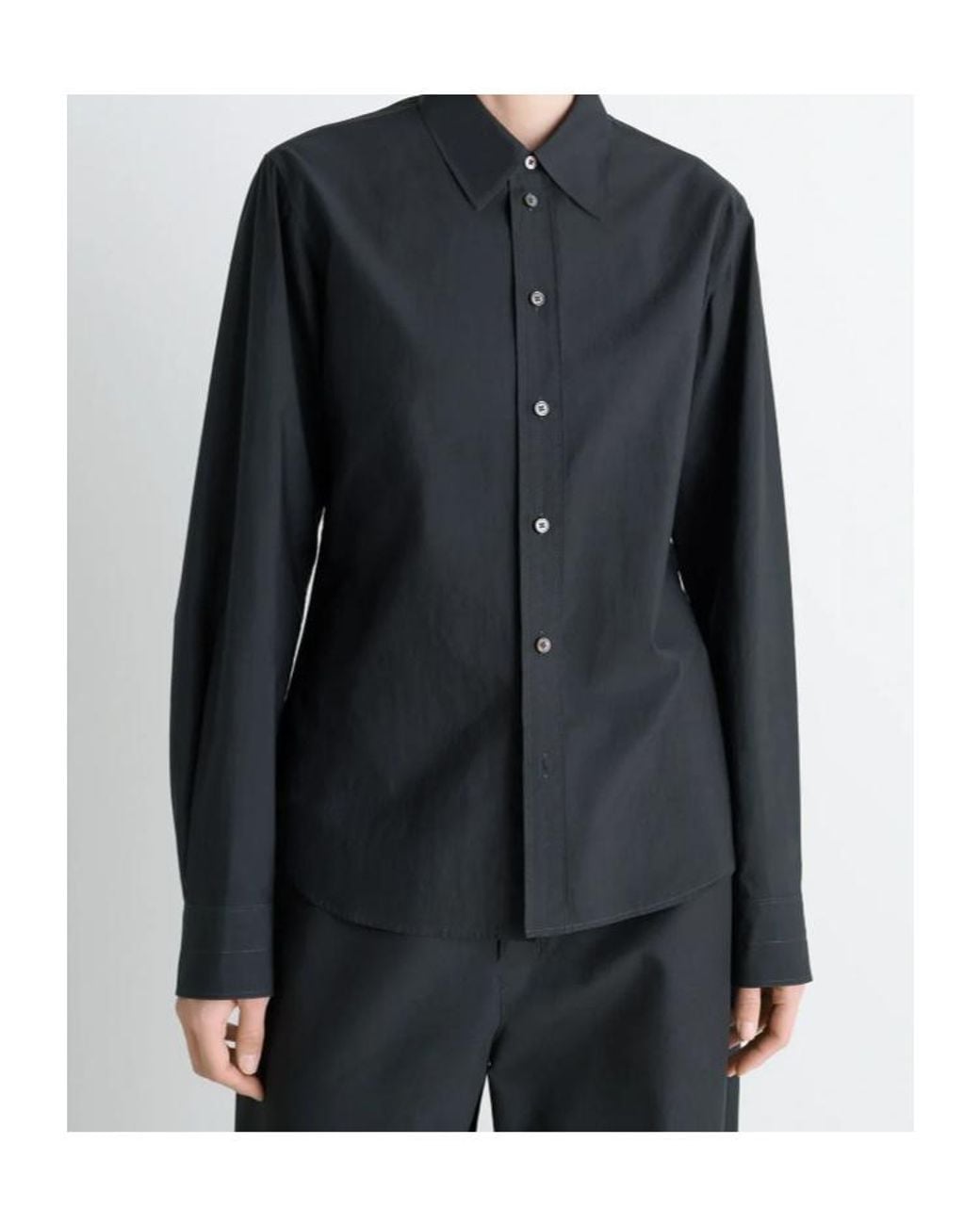 Lemaire Black Pointed Collar Poplin Shirt
