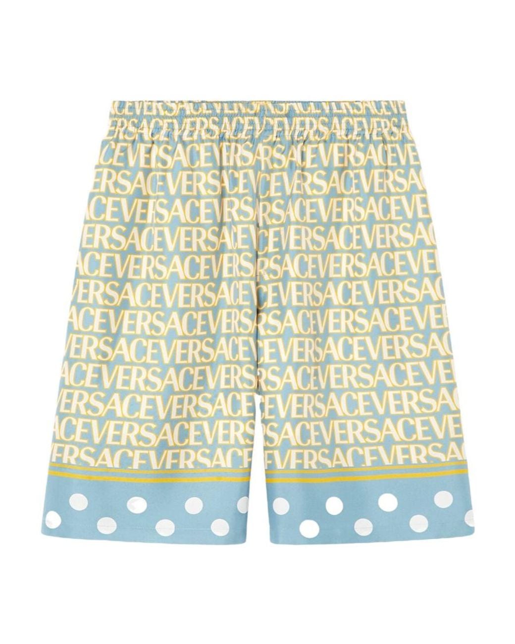 Versace Multicolor All-Over Logo Printed Knee-Length Shorts for men