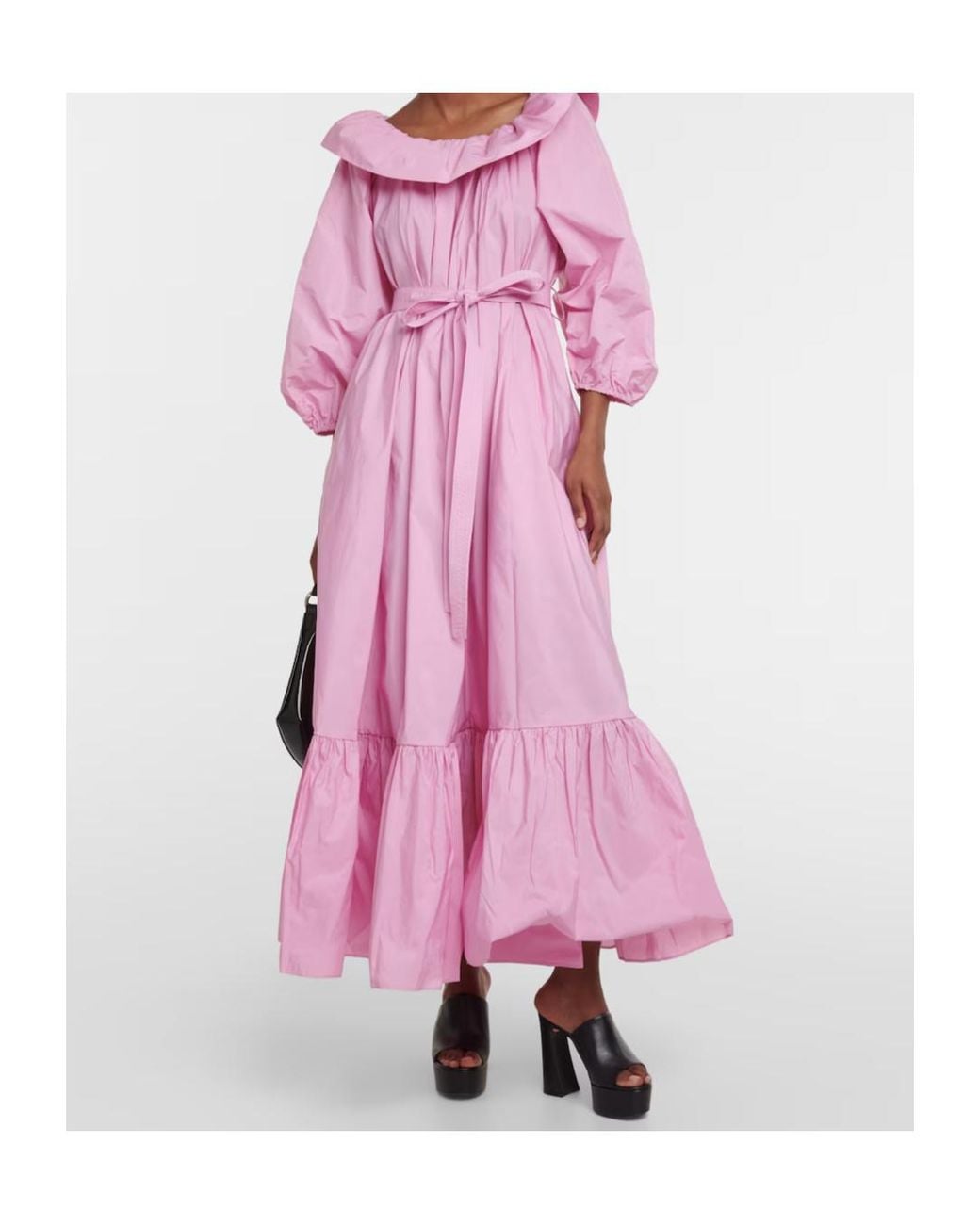 Patou Pink Off-The-Shoulder Long-Sleeved Dress