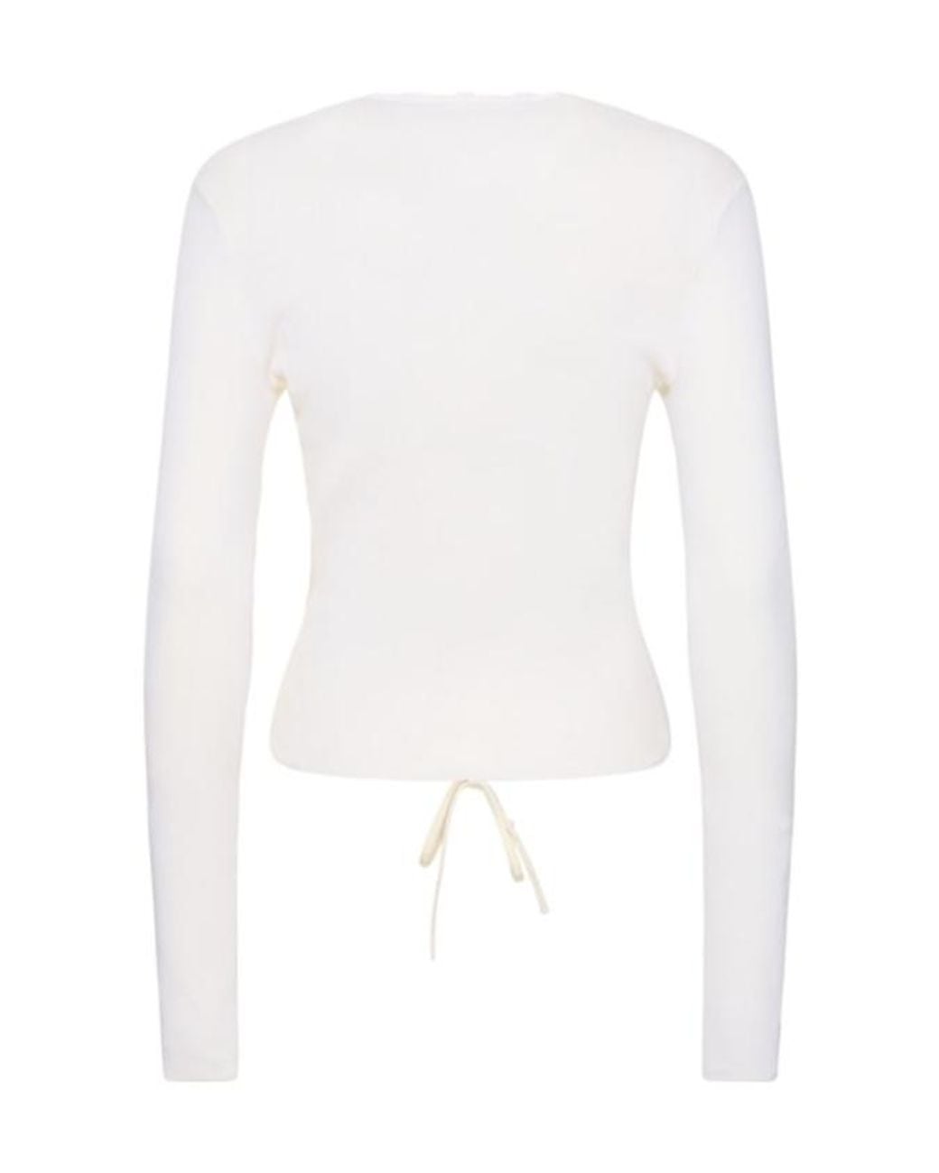 Dion Lee White V-Neck Knitted Sweater With Tie