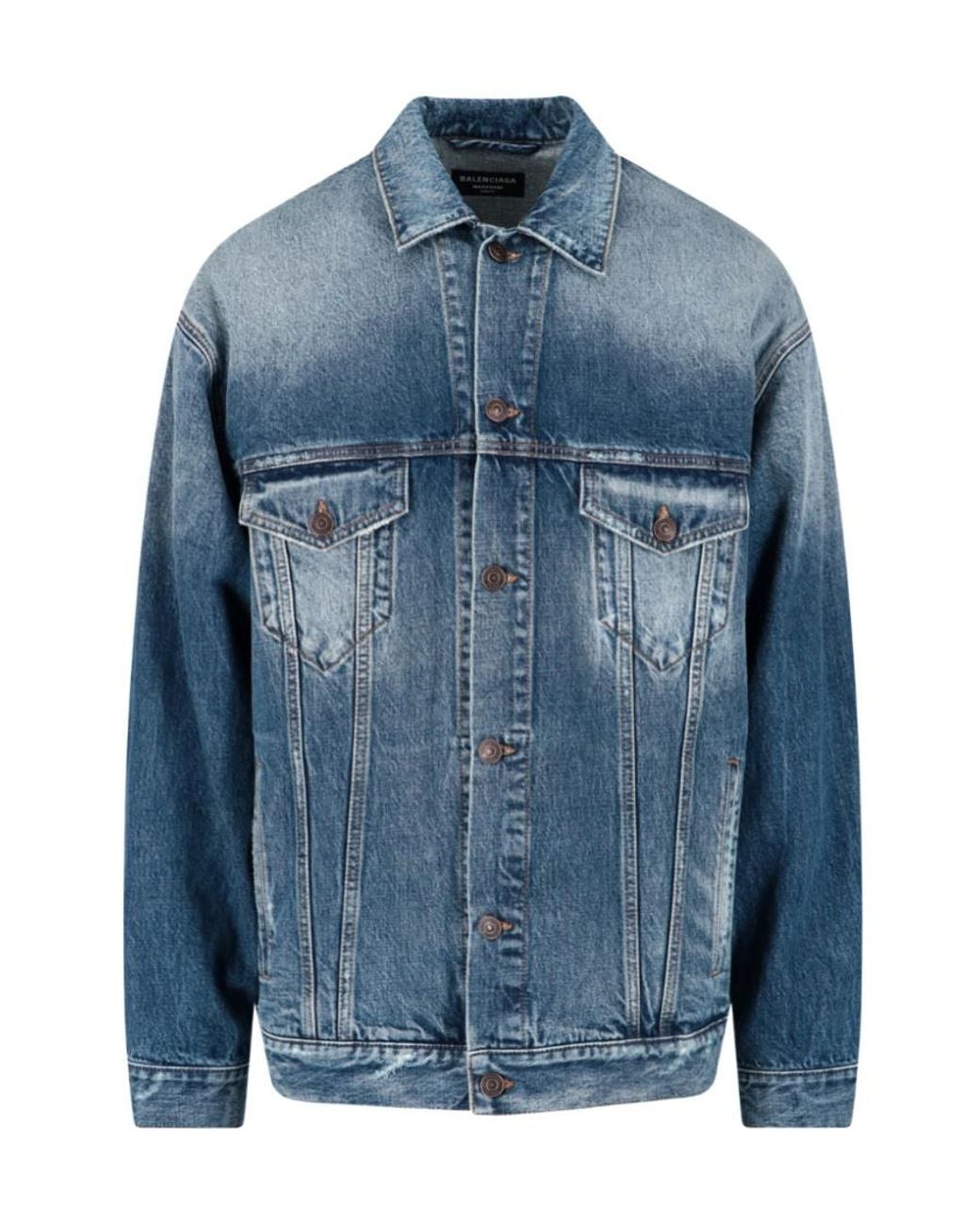 Balenciaga Blue Logo Denim Jacket for men