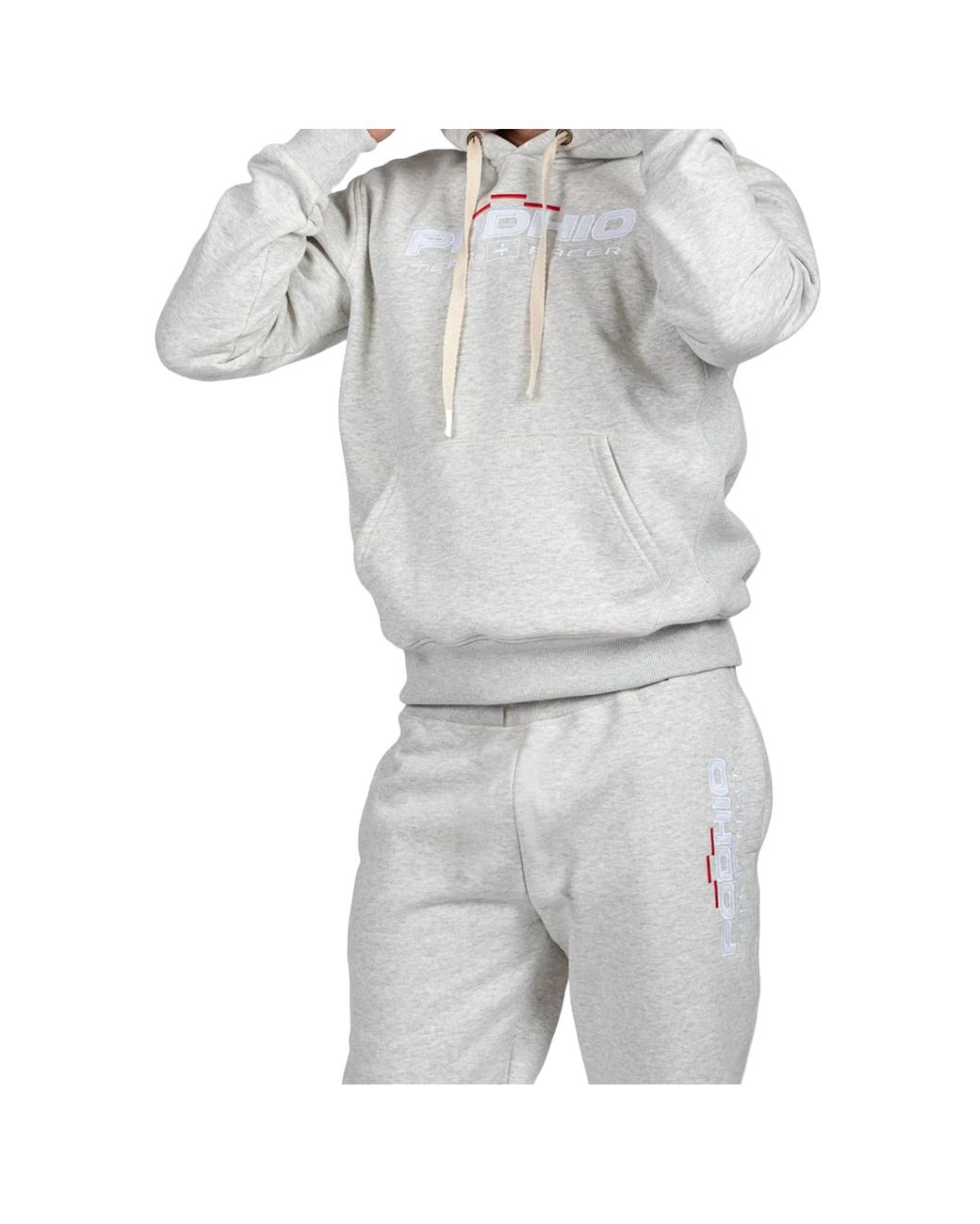 PODHIO Gray Long-Sleeve Hooded Sweatshirt for men