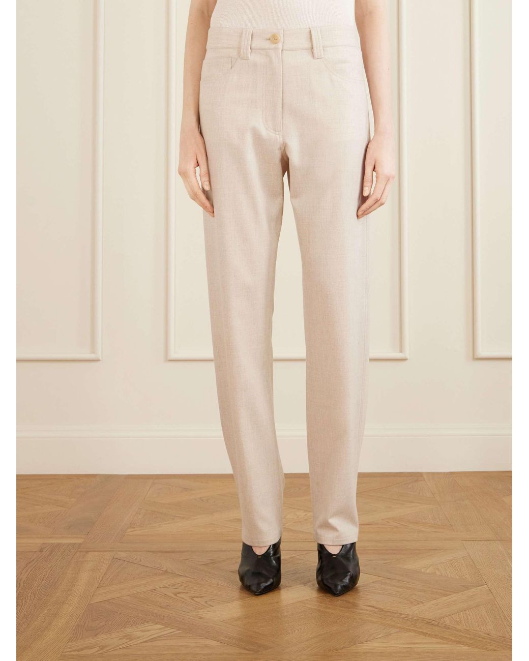 Khaite White Wool And Cashmere-Blend Straight-Leg Pants