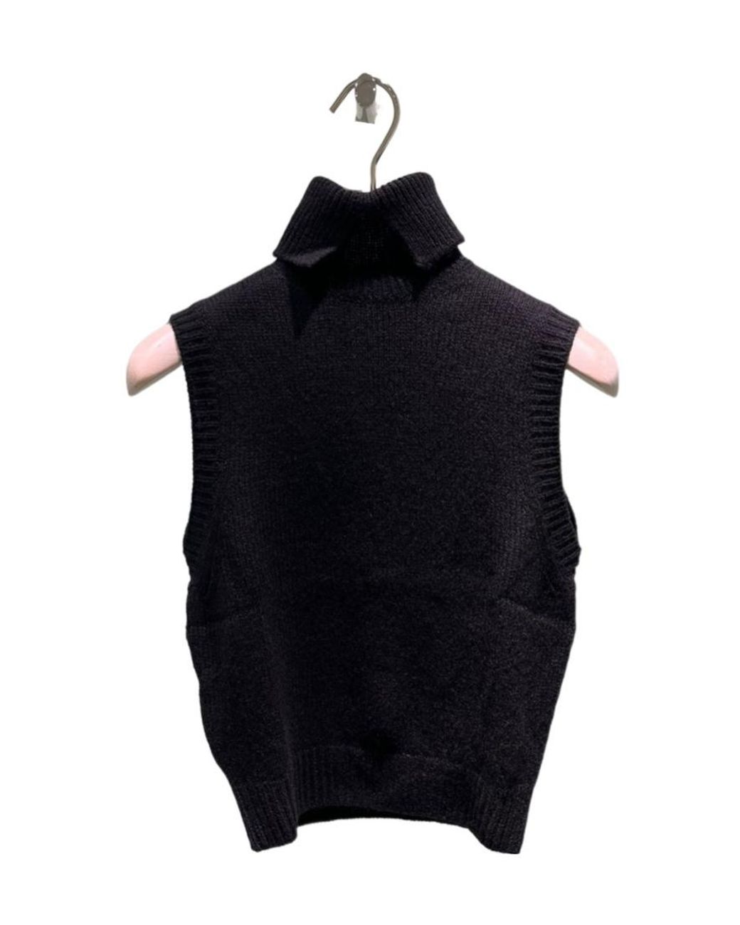 Prada Black Roll-Neck Sleeveless Knitted Vest