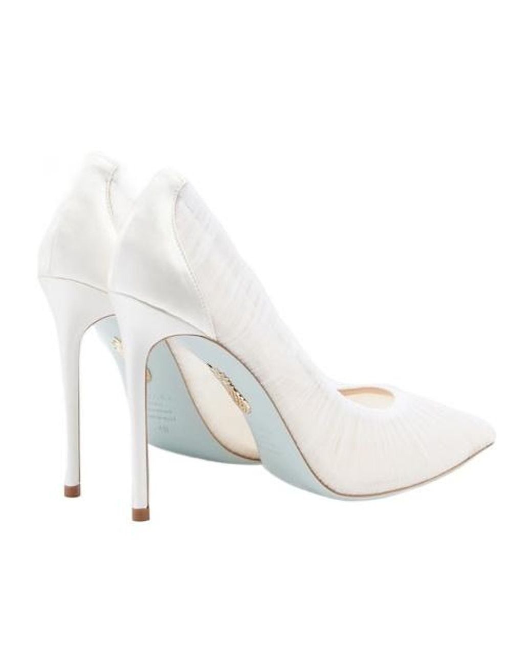 Aquazzura White Satin-Trimmed Tulle Pumps