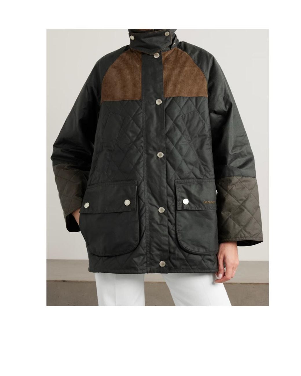 Barbour Black Panelled Waxed Parka