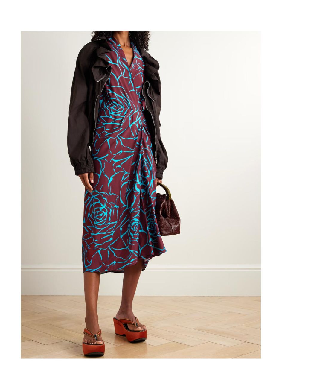 Dries Van Noten Purple Wrap-Style Printed Midi Dress