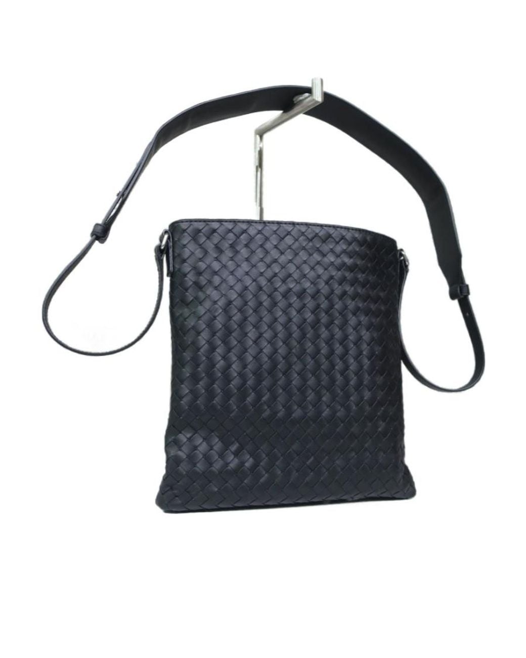 Bottega Veneta Black Woven Detail Cross-Body Bag for men
