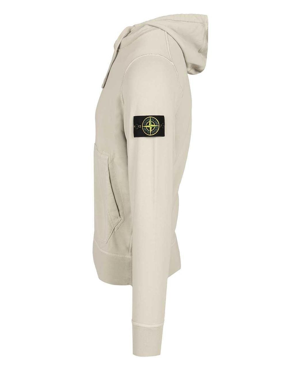 Stone Island White Logo Patch Drawstring Hoodie for men