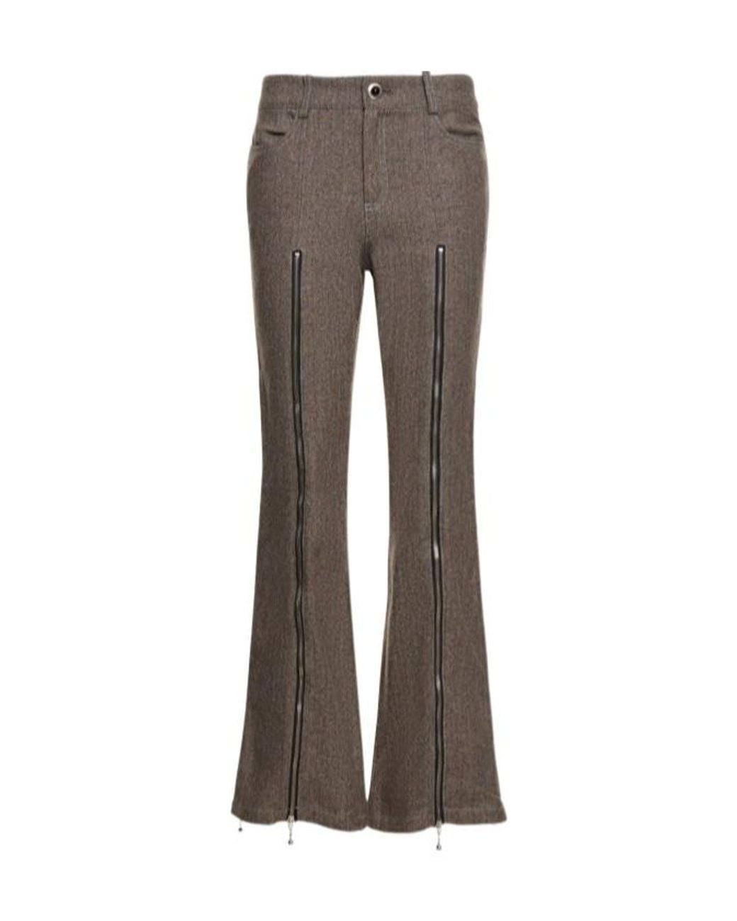 ANDERSSON BELL Gray Aika Zipper Flare Casual Pants