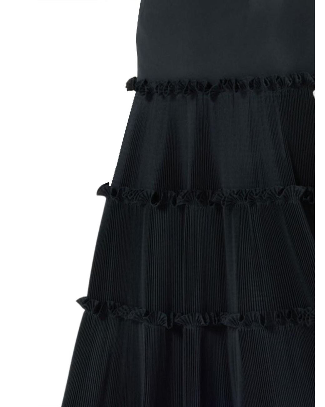 Blumarine Black Pleated Ruffled Maxi Skirt