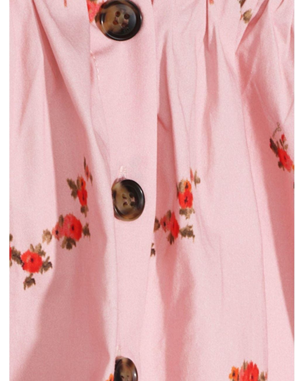Ganni Pink Floral Pinted V-Neck Blouse