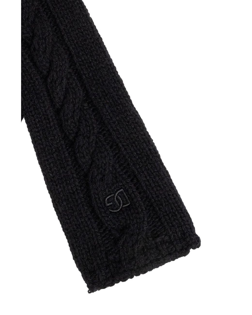 Dolce & Gabbana Black Cable-Knit Long Gloves