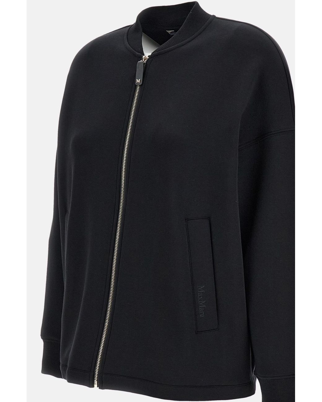 Max Mara Black Cotton-Blend Zip-Up Jacket