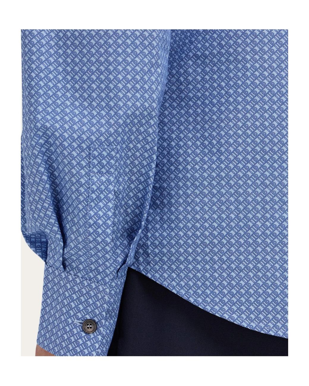 Ferragamo Blue Ferragamo Monogram Long-Sleeve Shirt for men