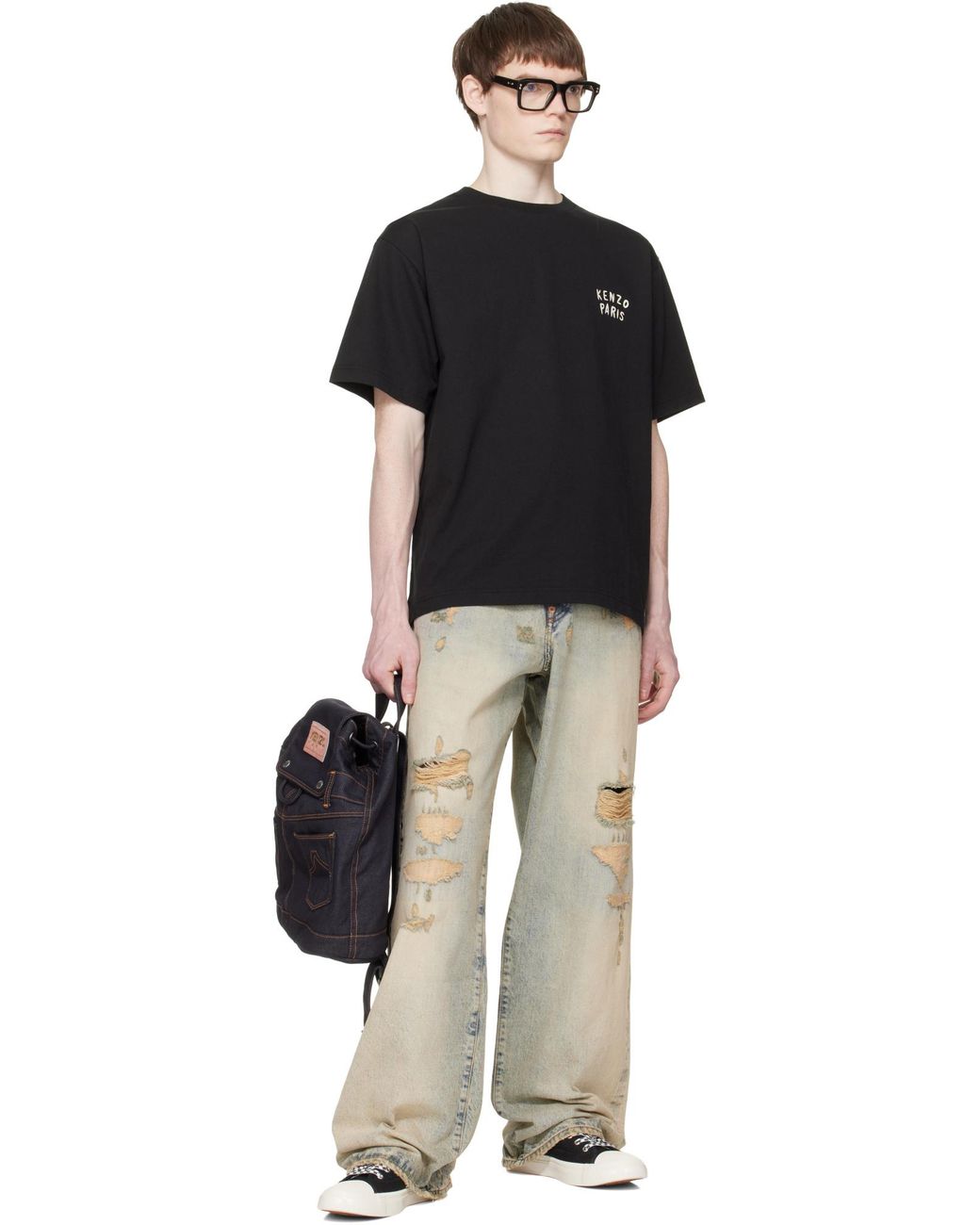 KENZO Black Boke Heart Oversized T-Shirt for men