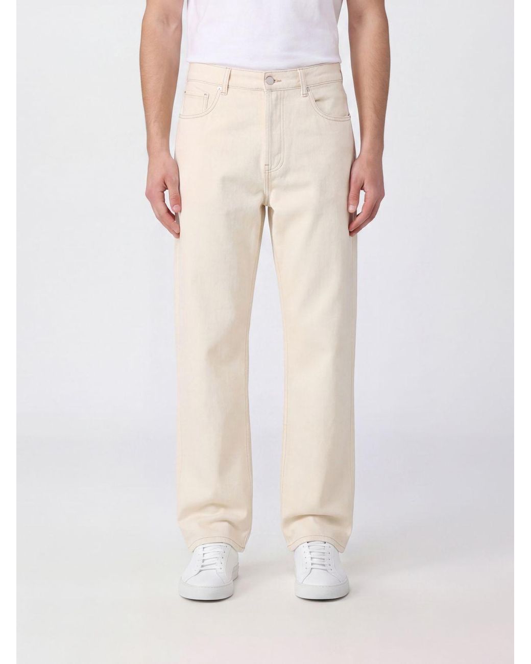 AMI White Large Fit Denim Jeans for men
