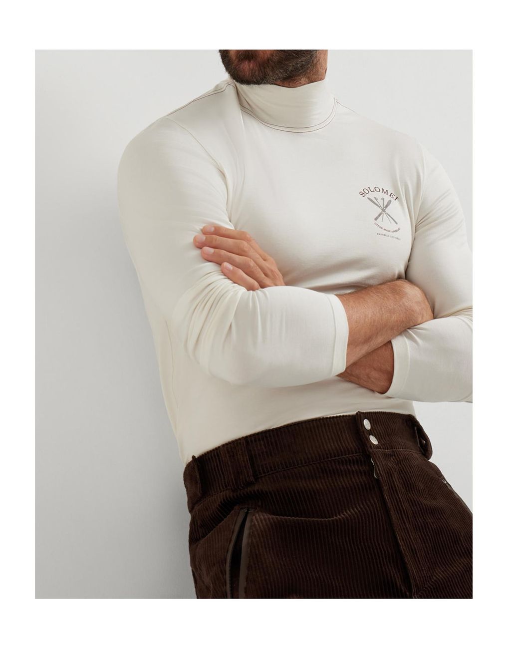 Brunello Cucinelli White Turtleneck Logo T-Shirt for men