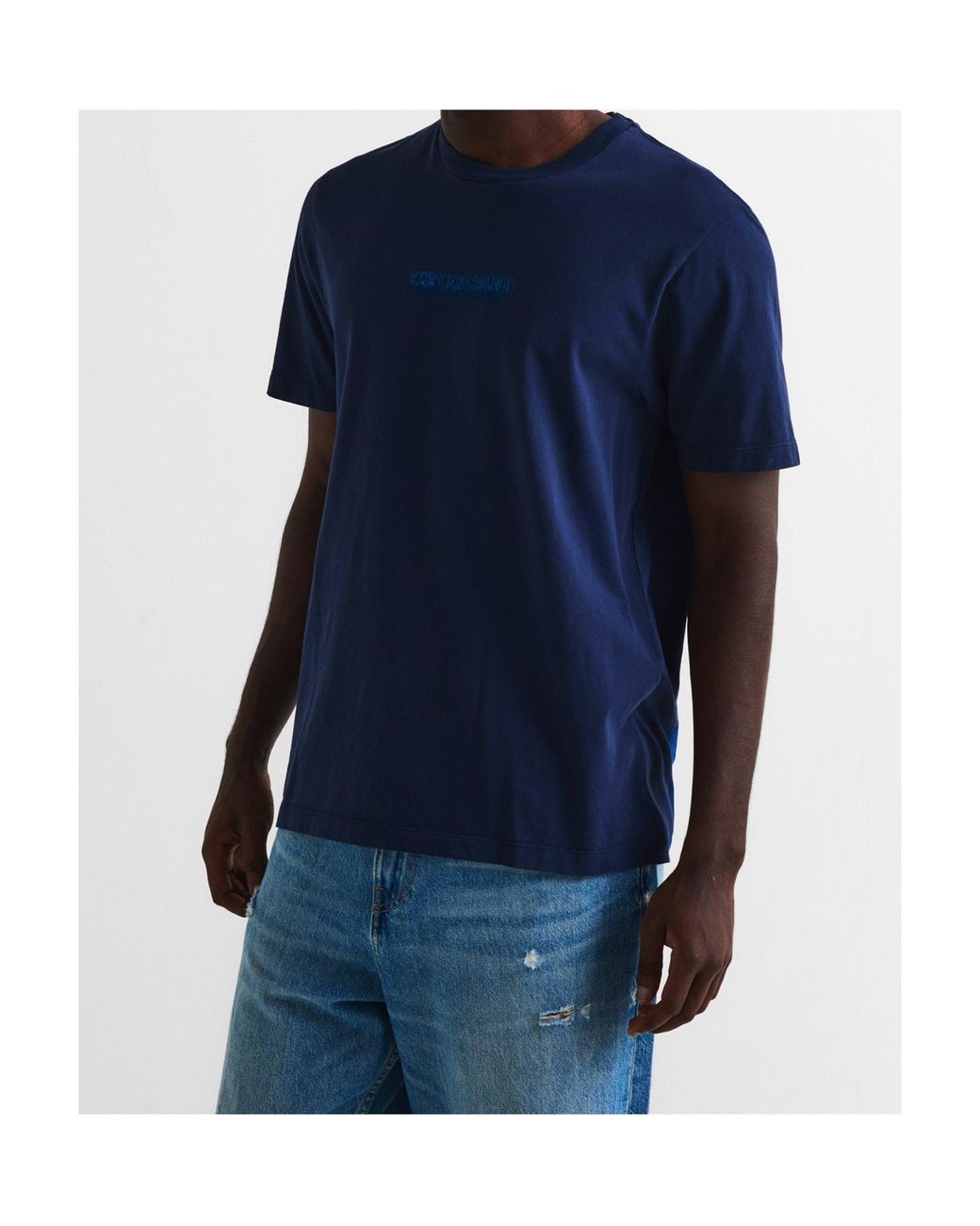 C P Company Blue Logo Crew Neck T-Shirt for men