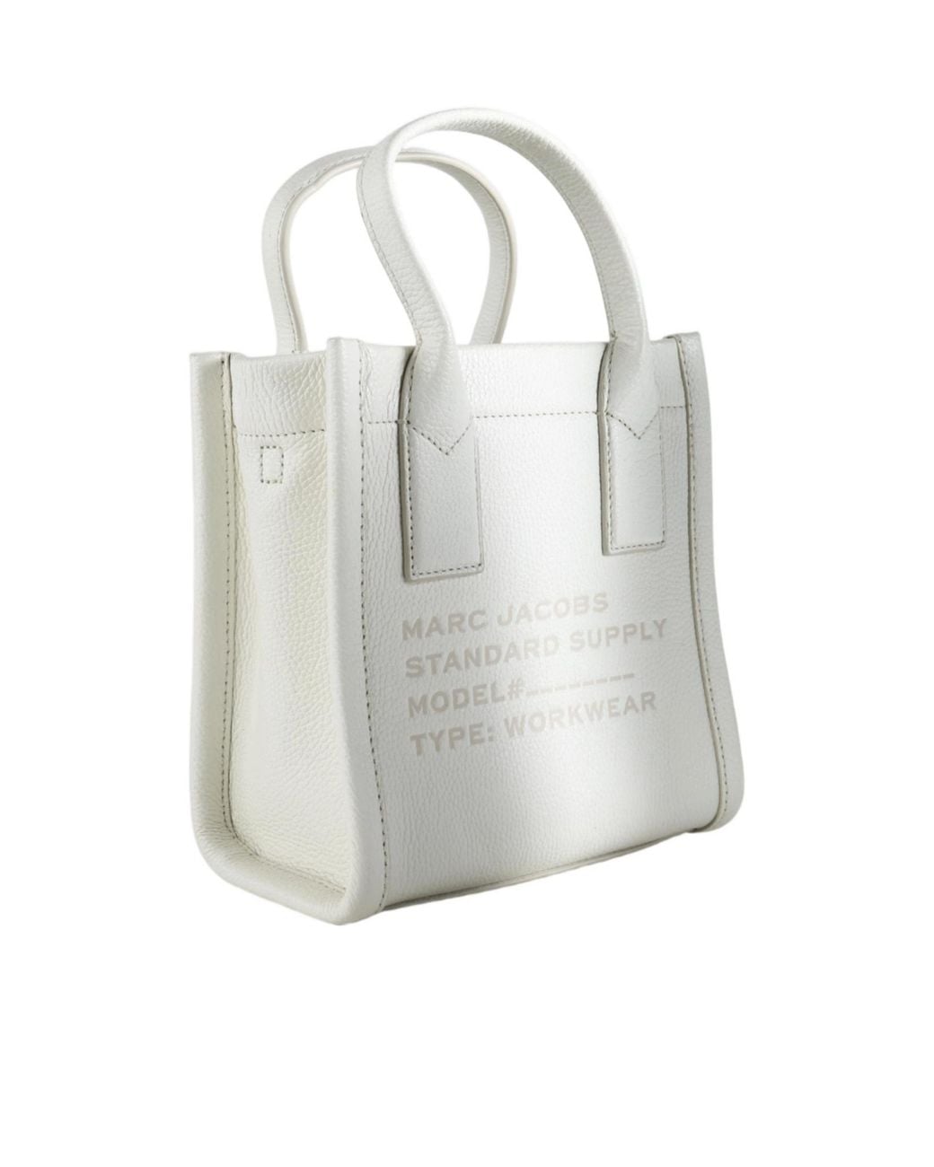 Marc Jacobs White Logo-Embossed Leather Tote Bag