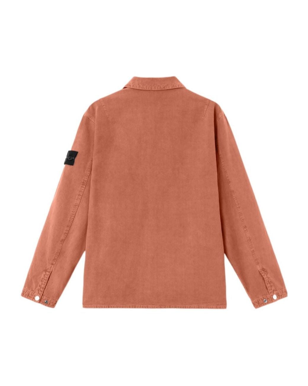 Stone Island Orange Comfort-Fit Snap-Front Overshirt With Chest Pocket for men