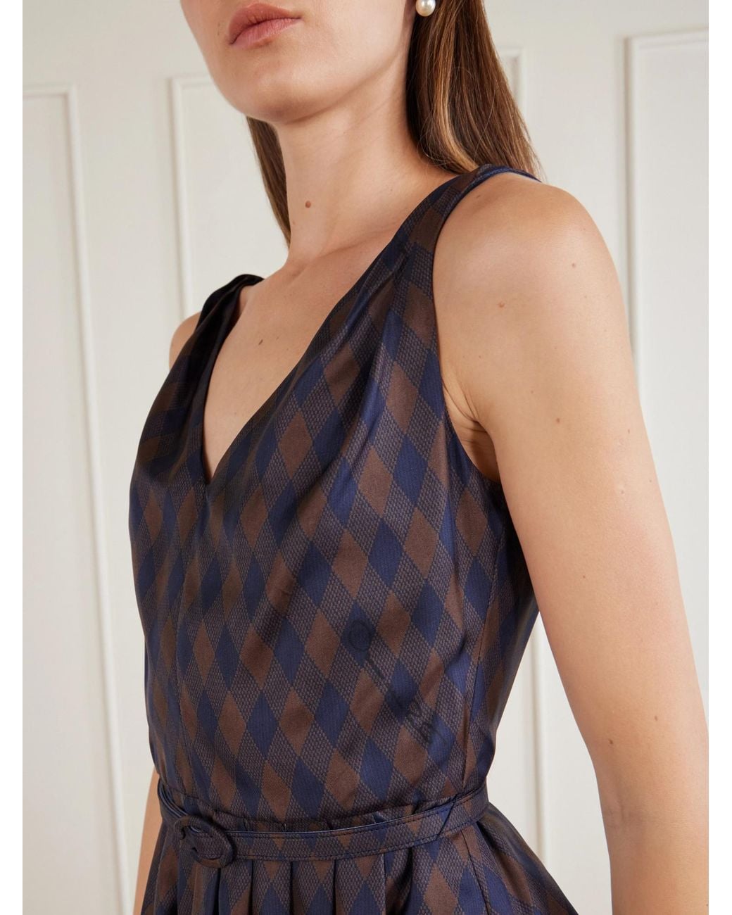 Oscar de la Renta Blue Silk-Twill Midi Dress