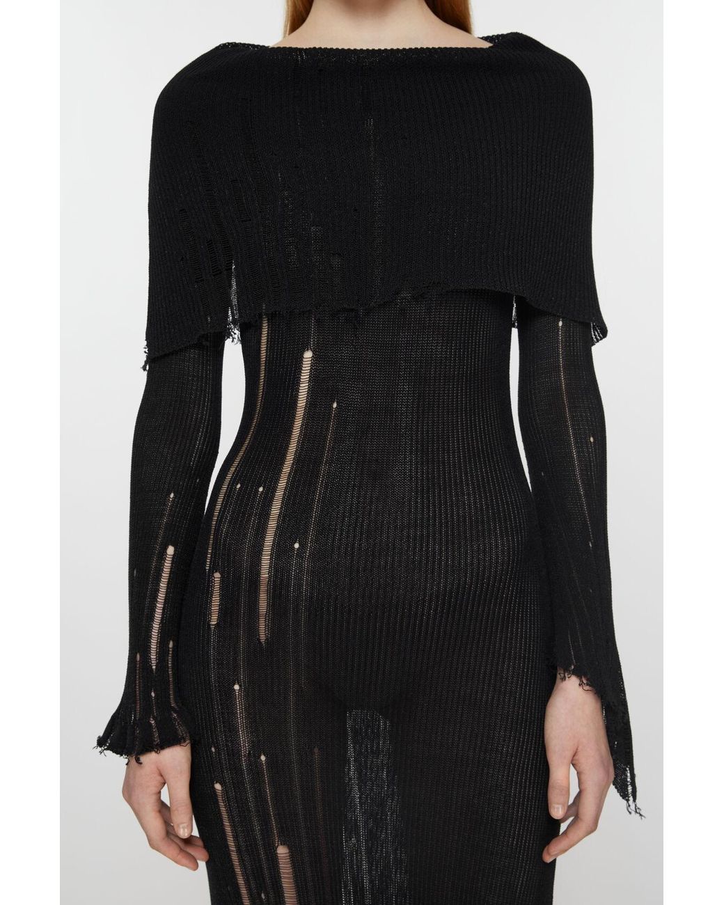 Acne Black Open-Knit Maxi Dress