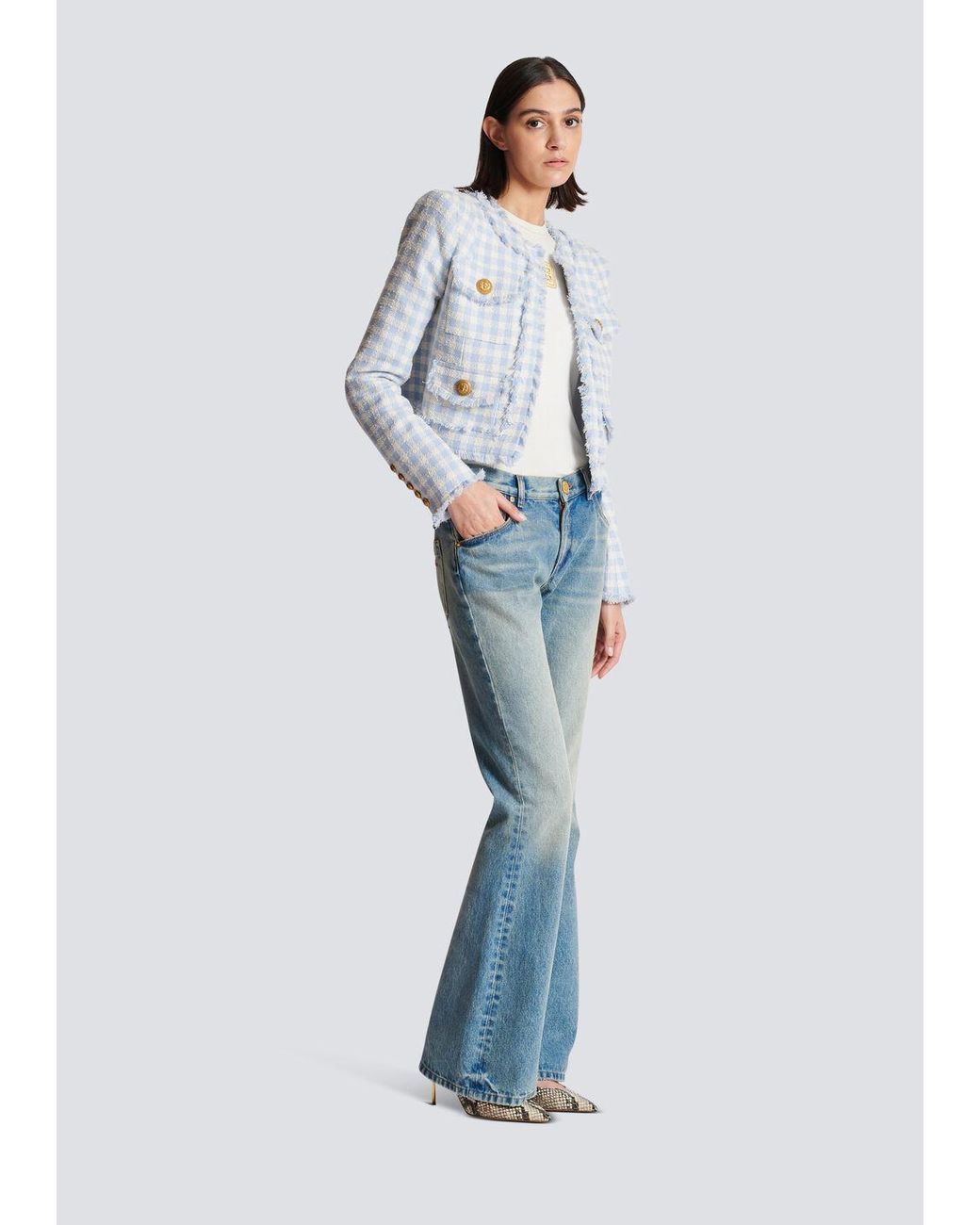 Balmain Blue Western Bootcut Denim Jeans