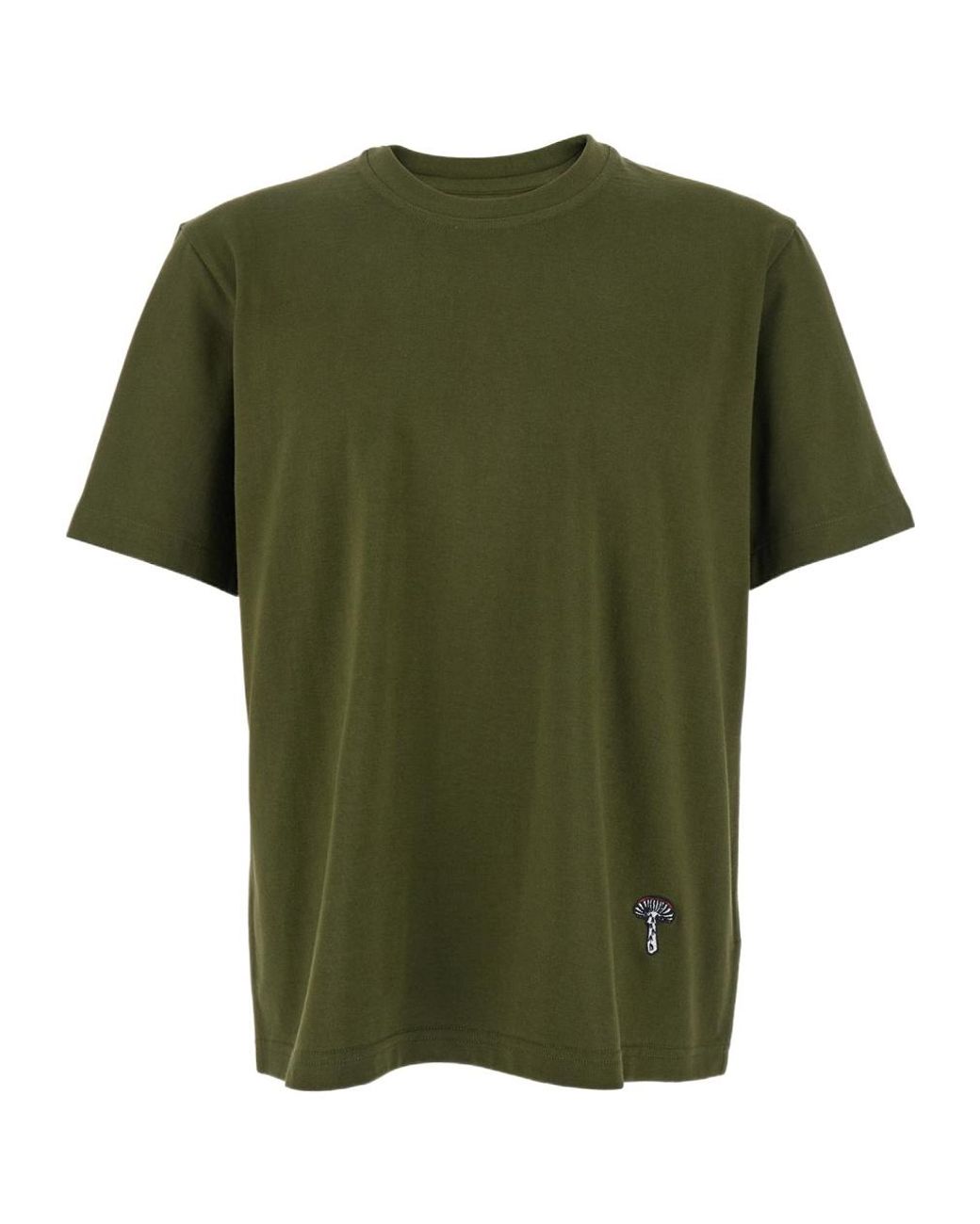 Bottega Veneta Green Mushroom Embroidered Crewneck T-Shirt for men