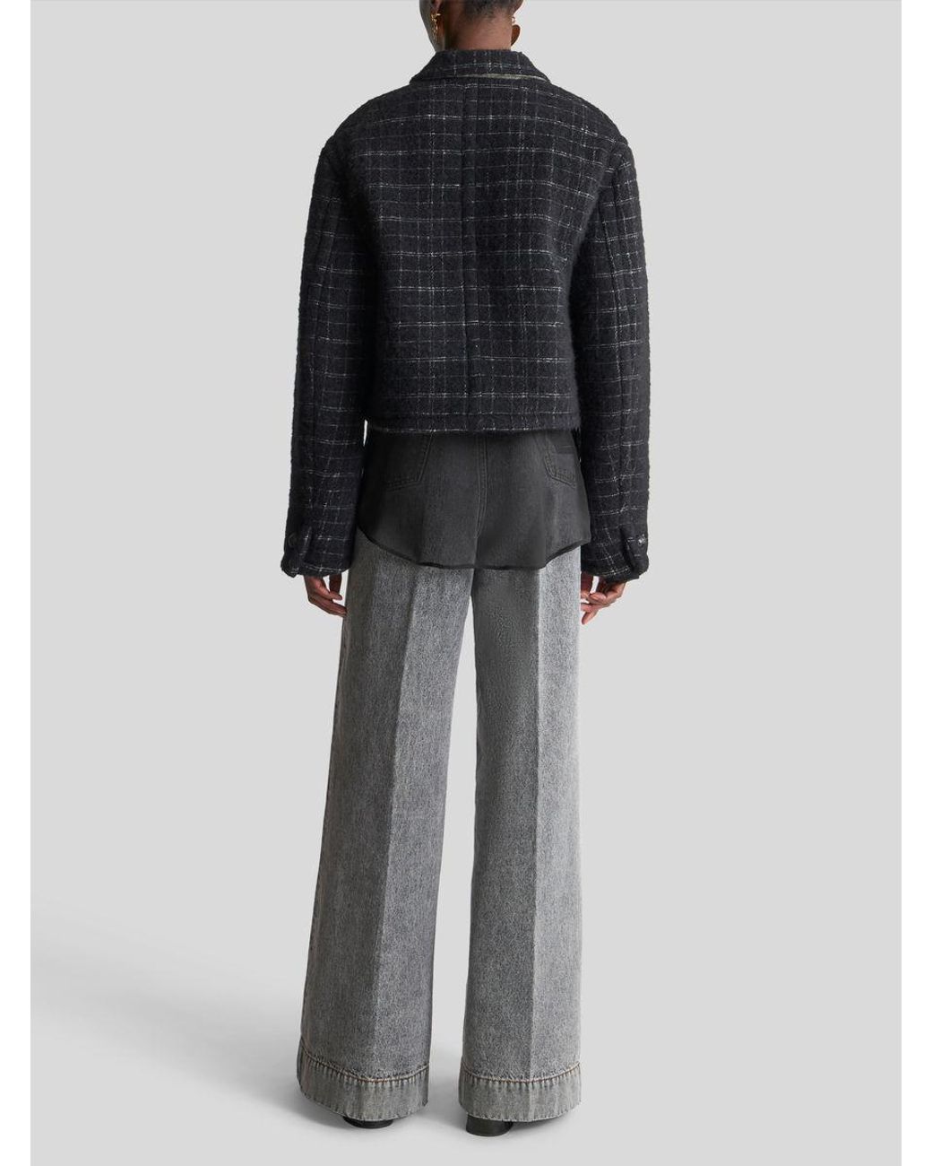 Etro Black Floral Embroidered Checked Coat