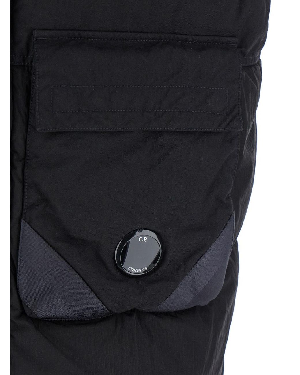 C P Company Black Eco-Chrome R Quilted Vest for men