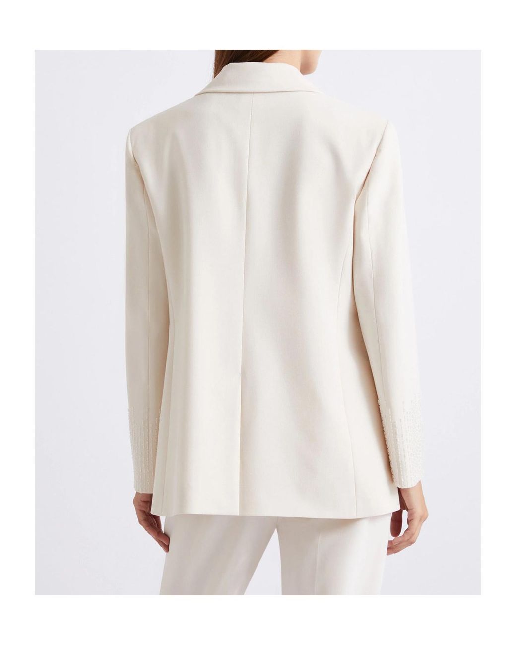 Marella White Straight-Fit Stretch Canvas Blazer