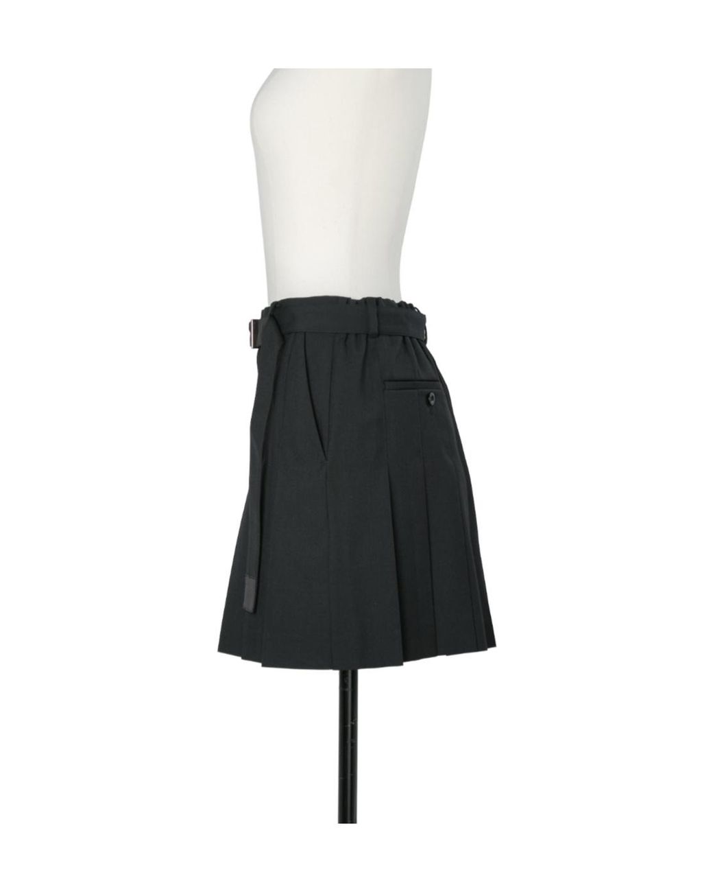 Sacai Black Belted Pleated Shorts